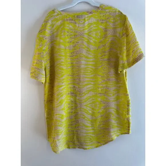 Equipment Femme Womens Riley Yellow Snakeskin Silk Boho Chic Shirt Sleeve XS - Picture 3 of 7